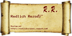 Redlich Rezső névjegykártya